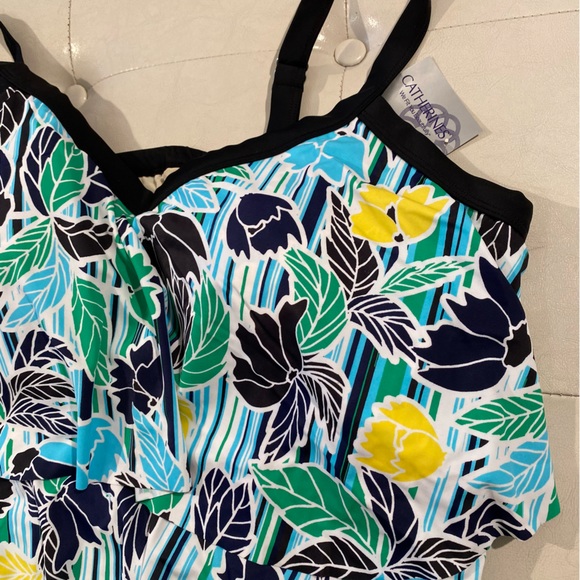 Catherines floral print ruffle tankini top sz 24w - Picture 4 of 11